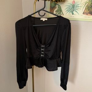 Black crop peplum top